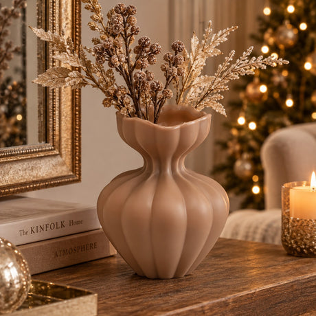 EDG Enzo De Gasperi Flow Sinuous Vase H19 Ø15 cm Light Brown – Decorative Vase