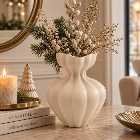 EDG Enzo De Gasperi Flow Sinuous Vase H25 cm Ivory in Glass – Decorative Vase