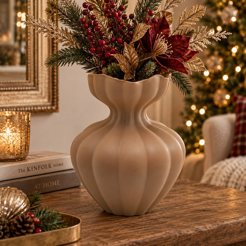 EDG Enzo De Gasperi Vaso Flow Sinuoso H25 cm Marrone Chiaro in Vetro – Vaso Decorativo