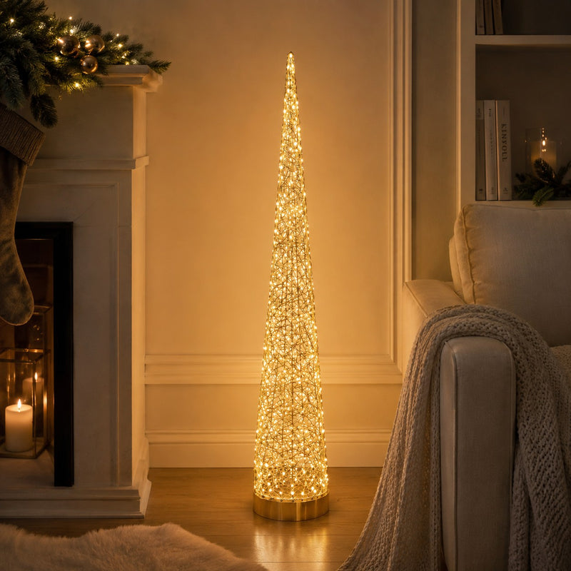 Ad Trend Gold Iron and PE Christmas Tree with 600 LEDs H 150cm