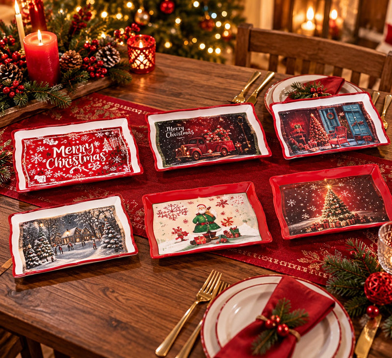 Ad Trend Vassoio Rettangolare Natalizio in Plastica Assortito 35x23 cm 1 Pz – Accessorio Decorativo per la Tavola di Natale