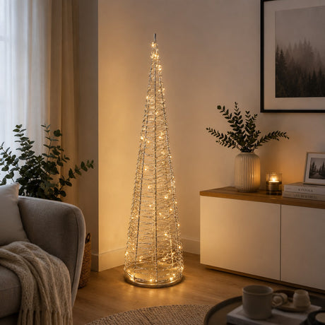 Ad Trend PE gold Christmas tree with 50 warm white LEDs, H 100 cm