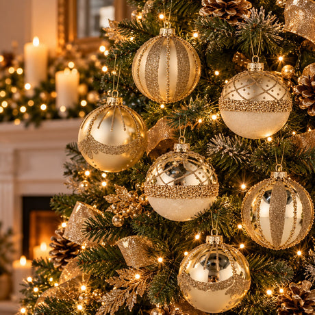 Ad Trend Gold Glass Christmas Bauble Ø8 cm Assorted 1 Pcs – Christmas Decoration