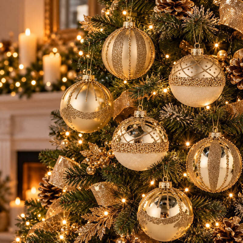 Ad Trend Gold Glass Christmas Bauble Ø8 cm Assorted 1 Pcs – Christmas Decoration