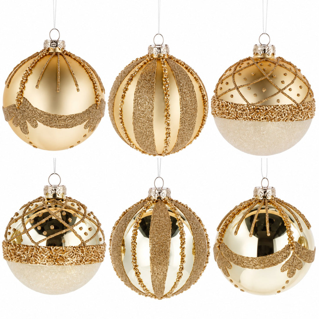Ad Trend Gold Glass Christmas Bauble Ø8 cm Assorted 1 Pcs – Christmas Decoration