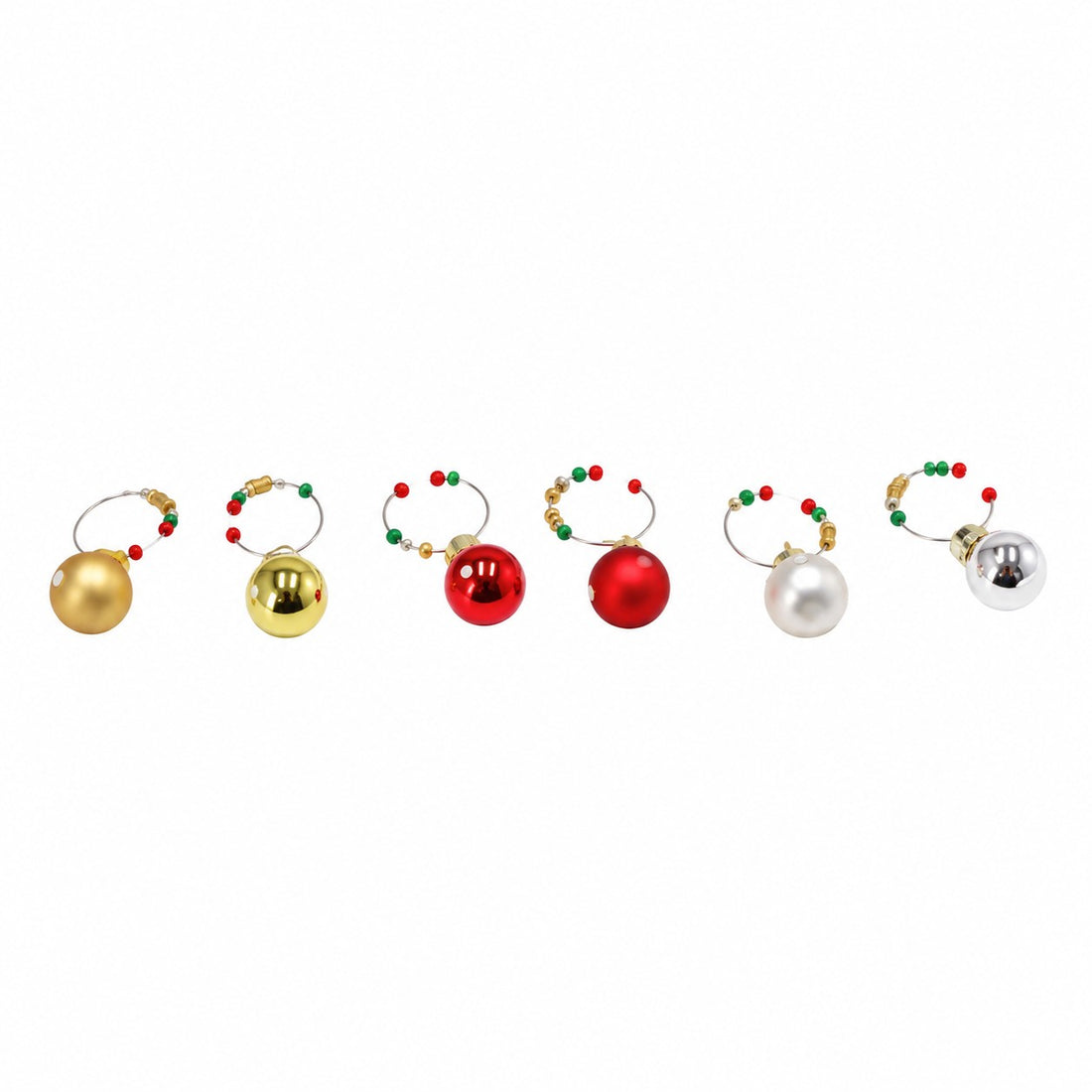 Ad Trend Set of 6 Christmas Glass Wine Glass Markers Shaped Like Christmas Baubles Assorted 1 Pack – Decorative Table Accessories for Christmas