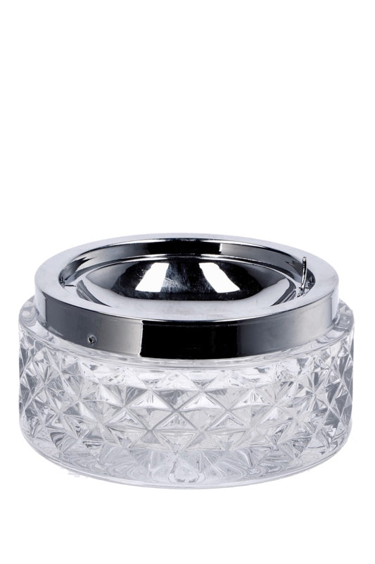 Italian Gift Spring Ashtray in Glass and Metal D 12 cm H 6 cm