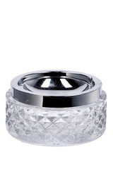 Italian Gift Spring Ashtray in Glass and Metal D 12 cm H 6 cm