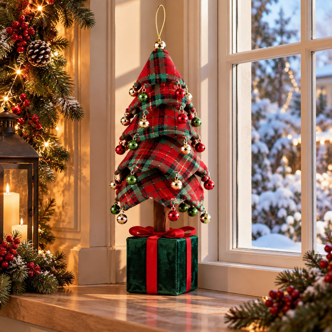 Ad Trend Christmas Tree with Tartan Gift Pack 25x25xH70 cm – Christmas Decoration