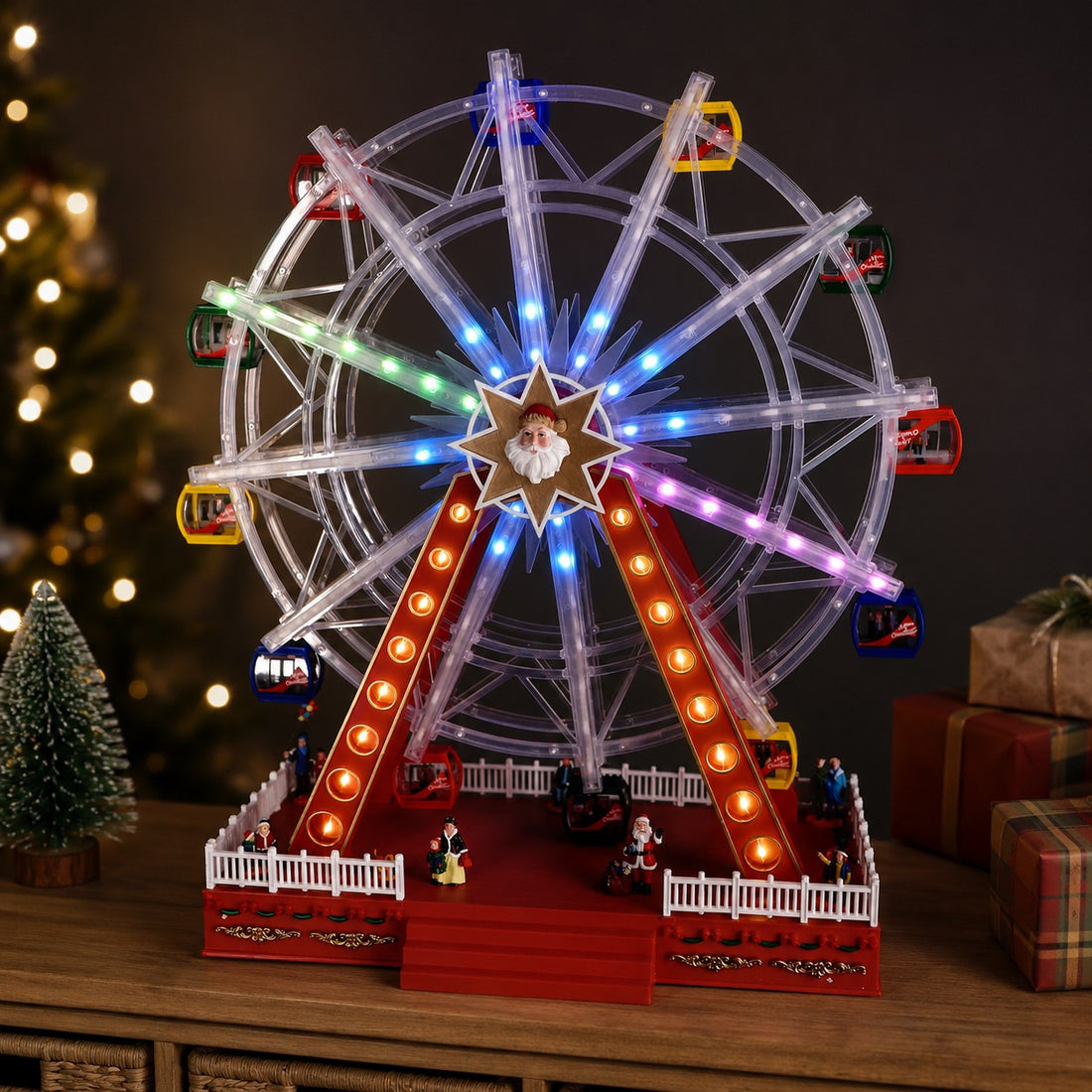 Ad Carousel Christmas 100 LEDs 57 x 25 cm H 64 cm Red