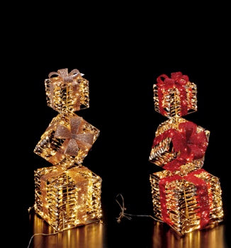 Ad Trend Gold Christmas Gift Tower Indoor/Outdoor 400 LED 25x25x77 cm 1 Pc