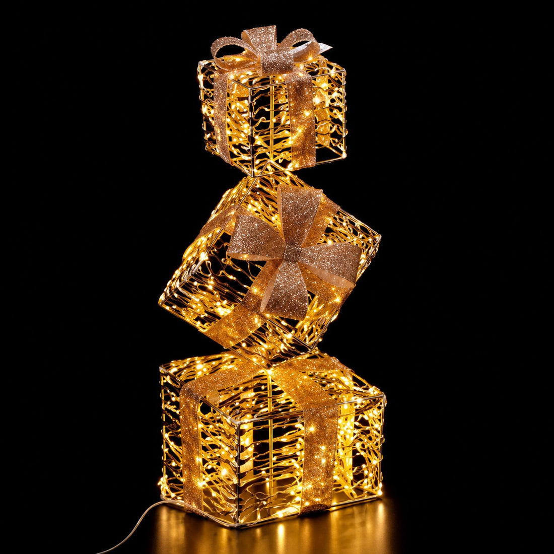 Ad Trend Gold Christmas Gift Box Tower 500 LED Indoor/Outdoor 30x30x96 cm 1 Pc