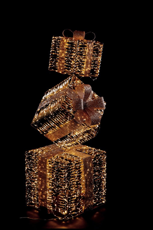 Ad Trend Christmas Gift Boxes Tower Gold 2,000 LED Indoor/Outdoor 50x50x152 cm