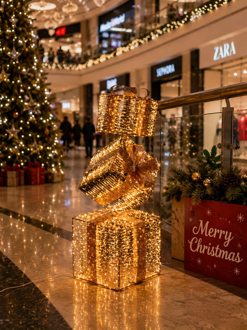 Ad Trend Christmas Gift Boxes Tower Gold 2,000 LED Indoor/Outdoor 50x50x152 cm