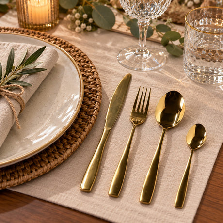 Ad Trend Pacho 4-Piece Cutlery Set in Gold Steel – Elegant Cutlery Service for Table and Home