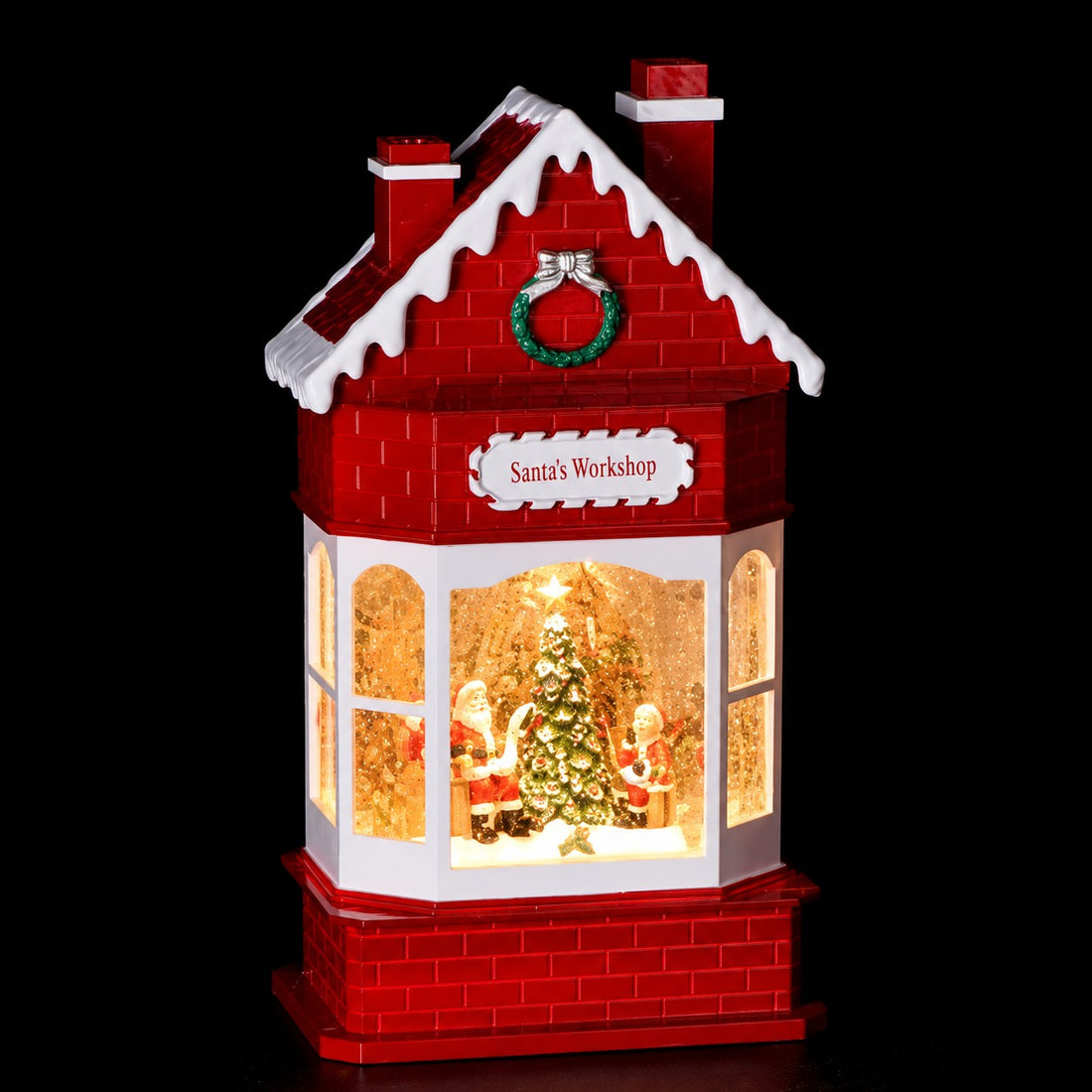 Ad Christmas House with LED, Music, and USB-C Power 15x9x28.5 cm
