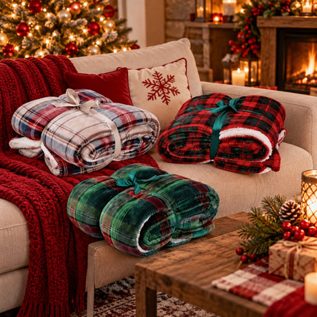 Ad Trend Christmas Blanket in Flannel and Sherpa Assorted 1 pcs 200x220 cm – Soft and Warm Throw for Bed