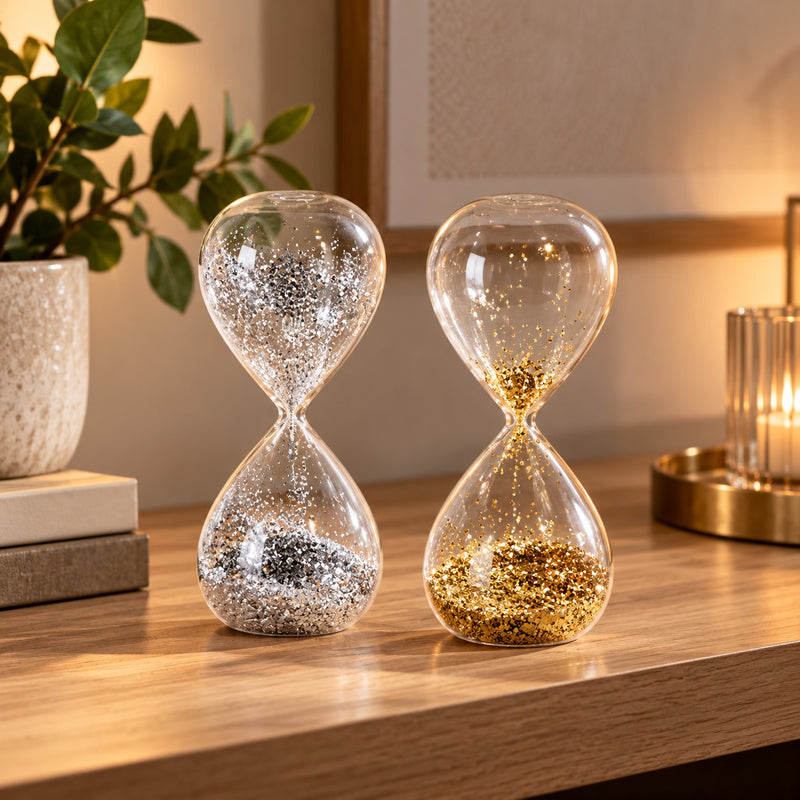 Ad Trend Clessidra Decorativa in Vetro Assortita Ø6,5xH16 cm 1 Pz – Complemento d'Arredo Elegante per la Casa e l'Ufficio