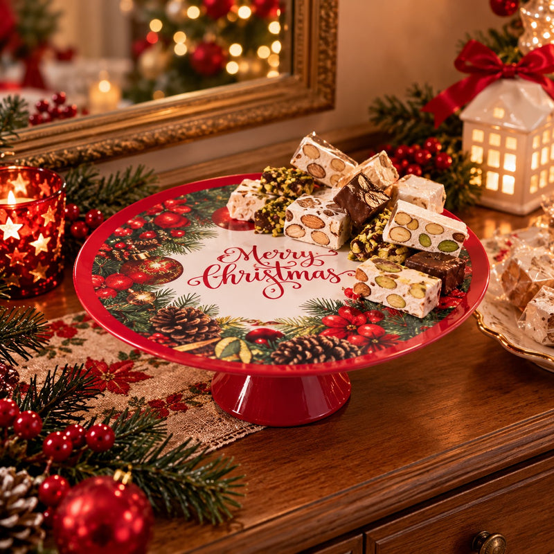 Ad Trend Alzata Natalizia in Plastica Assortita Ø33xH14 cm 1 Pz – Accessorio Tavola di Natale