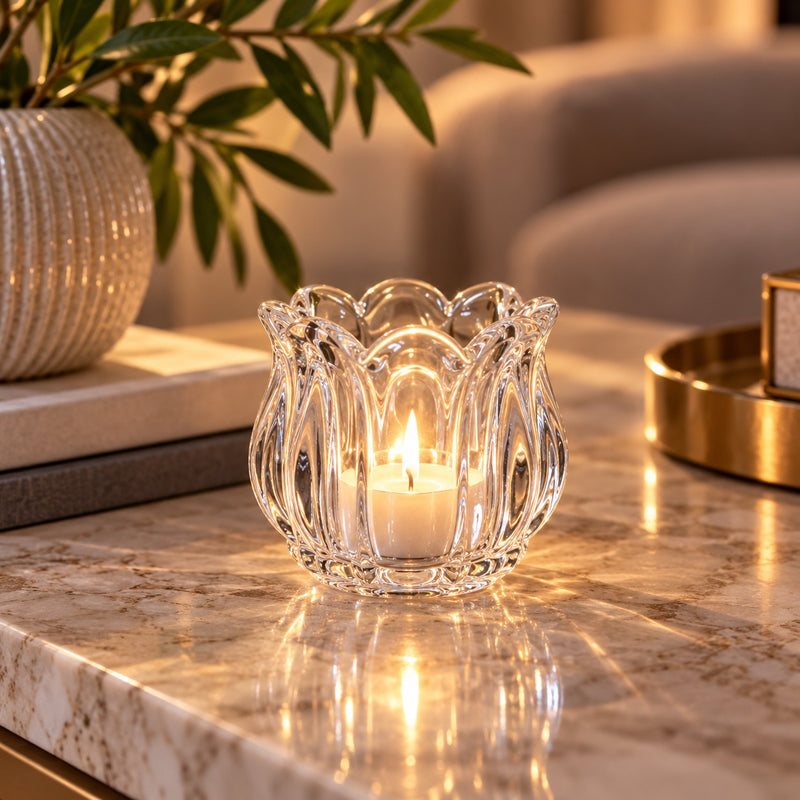 Ad Trend Portatealight Zach in Vetro Trasparente 7,5x6,5 cm – Portacandela Decorativo per la Casa e la Tavola