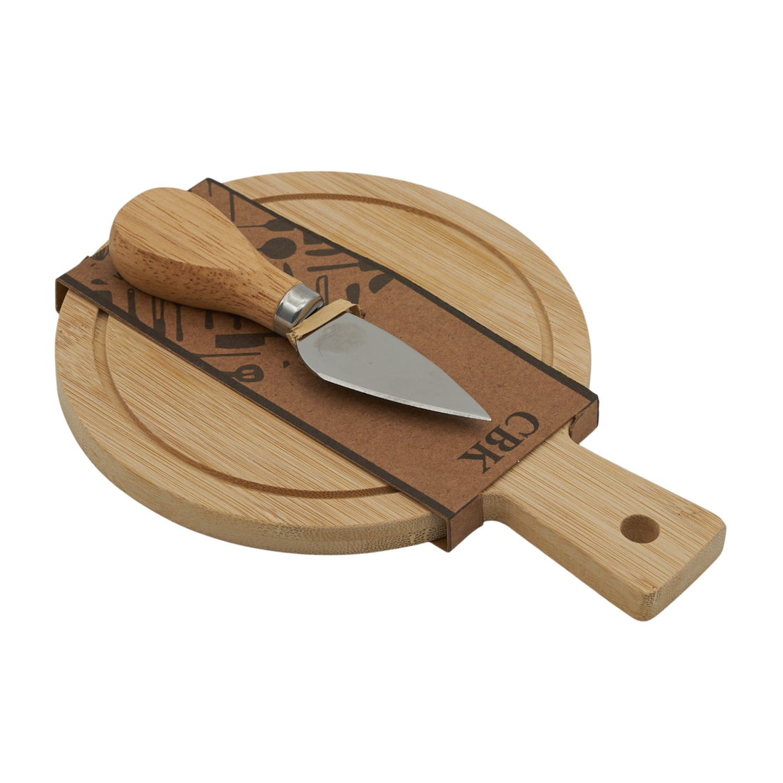 L'Arcolaio Cheese Knife Set with Round Bamboo Tray 19x14x3 cm Gourmet Gift Idea