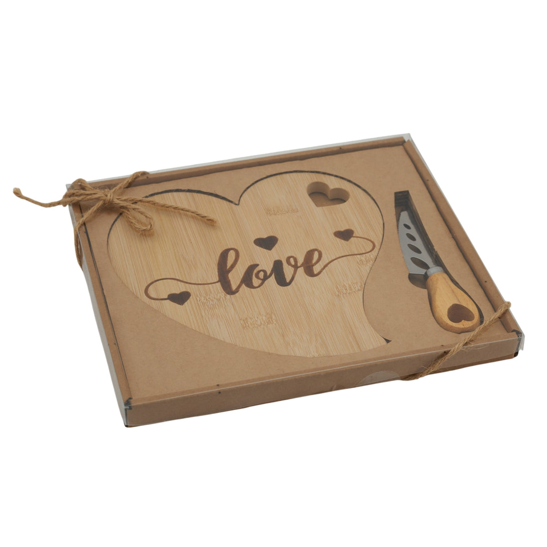 L'Arcolaio Cheese Knife Set with Heart Bamboo Tray Gourmet Gift Idea