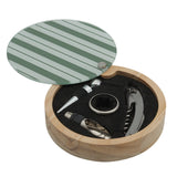 L'Arcolaio Wood Set Vino 4 Pezzi in Scatola Tonda in Legno 16x3 cm Idea Regalo Enoteca