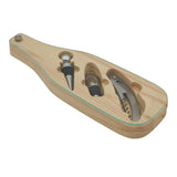 L'Arcolaio Wood Set Vino 3 Pezzi in Scatola a Forma di Bottiglia 28,5x10x3 cm Idea Regalo Enoteca