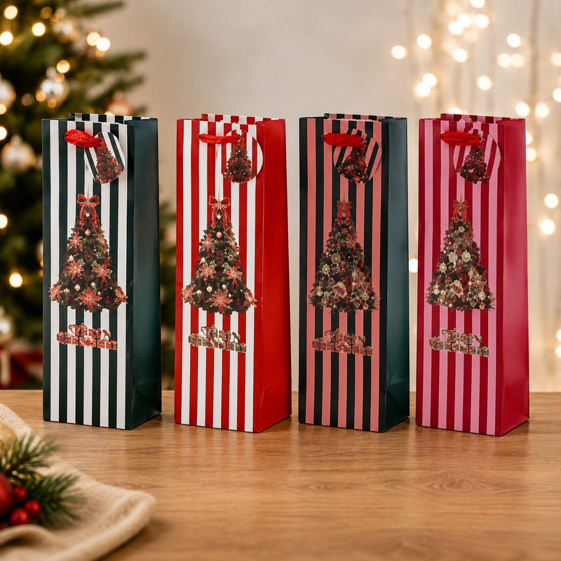 Ad Trend Printed Paper Bottle Carrier Bag Assorted Decoration 12x9x36 Cm Christmas 1 Pc