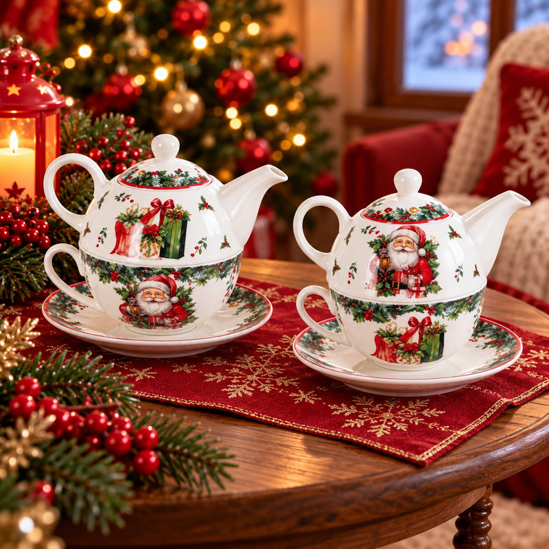 Ad Trend Christmas Teapot with Cup Set Assorted Ø11xH15 cm 1 Pc – Tea Service for the Christmas Table