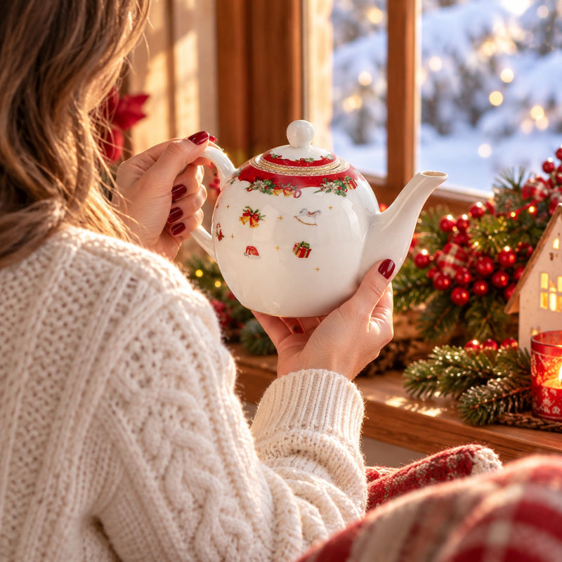 Ad Trend Teiera Natalizia 700 ml Ø11xH11,5 cm – Accessorio per la Tavola di Natale