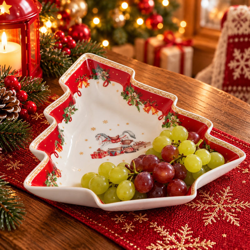 Ad Trend Piatto Natalizio in Ceramica a Forma Albero di Natale 26,5x22,5 cm – Accessorio Decorativo per la Tavola di Natale