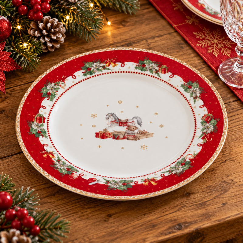 Ad Trend Round Christmas Porcelain Plate Ø27 cm – Decorative Table Accessory for Christmas Dining