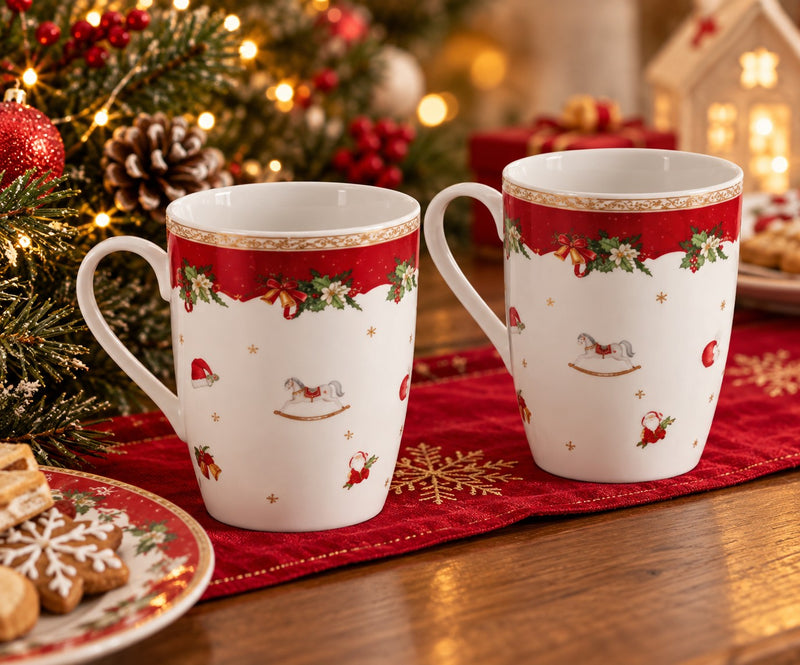 Ad Trend Set 2 Christmas Mugs 360 ml Ø8xH11 cm – Decorative Mugs for Christmas Breakfast