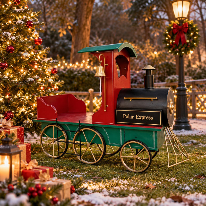 Ad Trend Decorative Christmas Locomotive in Iron 170x63xH131 cm – Christmas Decoration for Indoor and Outdoor