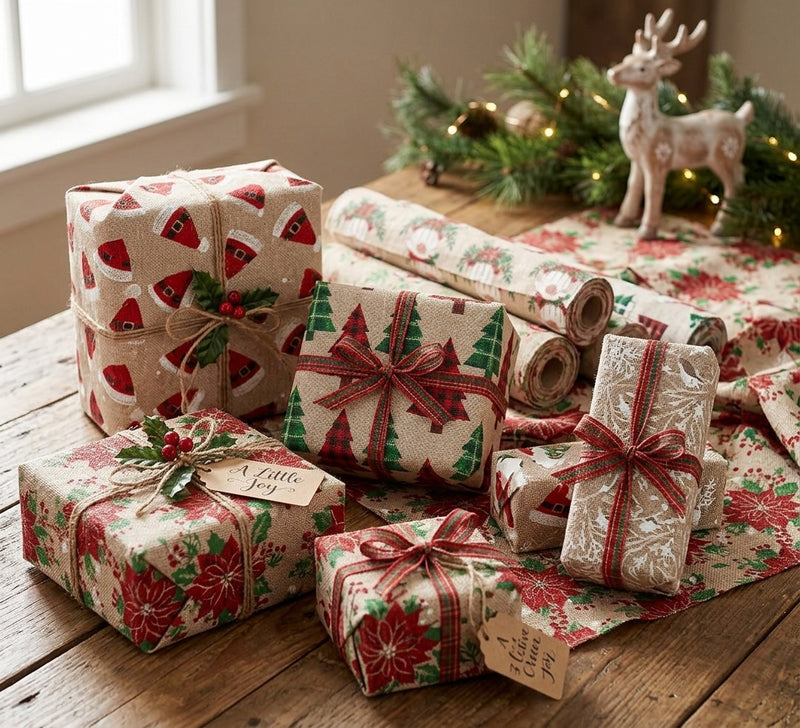 Ad Trend Rotolo di Tessuto Decorativo Natalizio Assortito 29x500 cm 1 Pz – Nastro per Addobbi e Confezioni Regalo di Natale