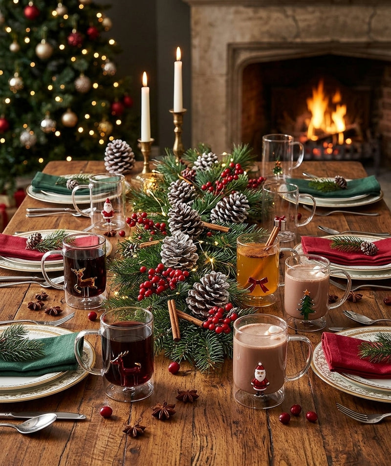 Ad Trend Christmas Mug Glass with Assorted 3D Figure 450 ml 1 Pcs – Decorative Breakfast Mug for Christmas