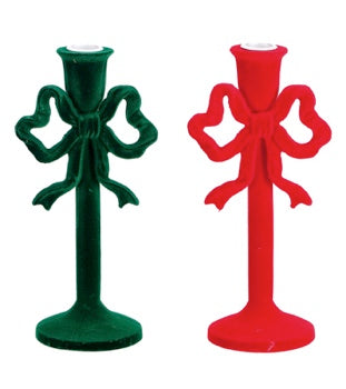 Ad Trend Christmas Candle Holder in Resin and Velvet Assorted 9x9xH24 cm 1 Pcs – Home and Christmas Table Decoration