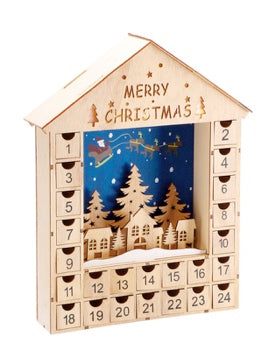 Ad Trend Calendario dell'Avvento Natalizio a Forma di Casa con 6 LED 31x8xH40 cm – Decorazione Luminosa per la Casa di Natale