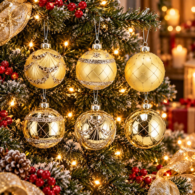 Ad Trend Gold Glass Christmas Bauble Assorted Ø8 cm 1 Pcs – Decorative Christmas Tree Ornament