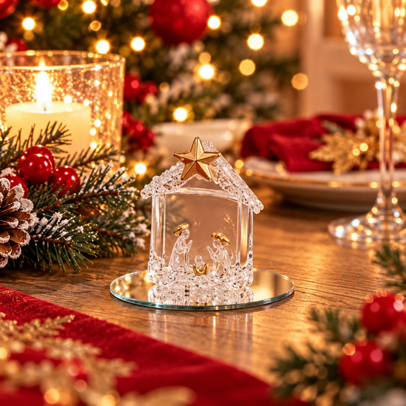 Ad Trend Glass Christmas Decoration with Nativity Scene 6x7 cm – Decorative Tree Ornament