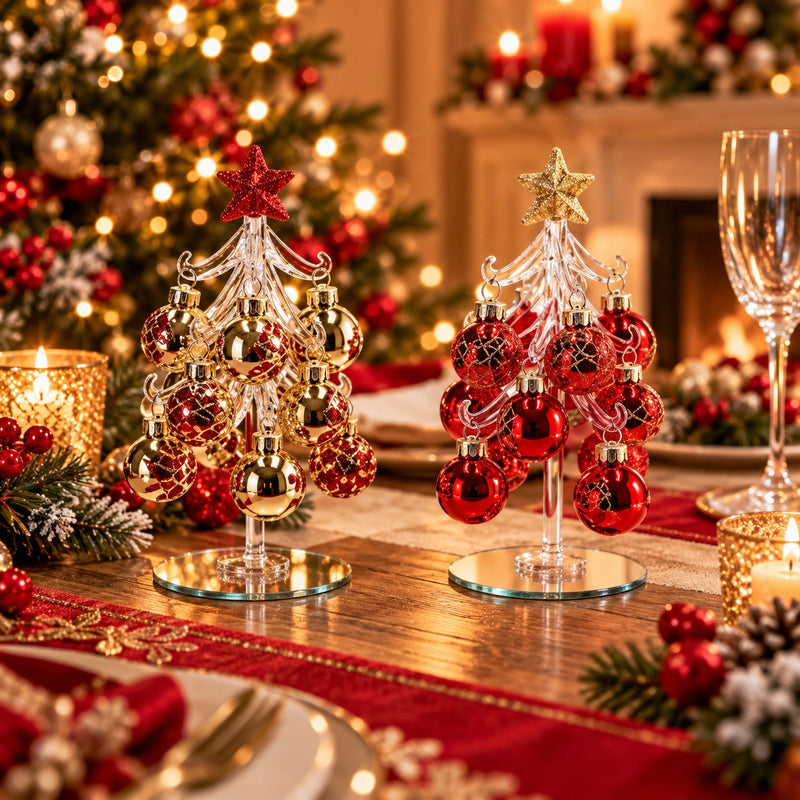 Ad Trend Decorative Christmas Tree with Assorted Glass Baubles Ø7xH15.5 cm 1 Pc – Christmas Home Decoration