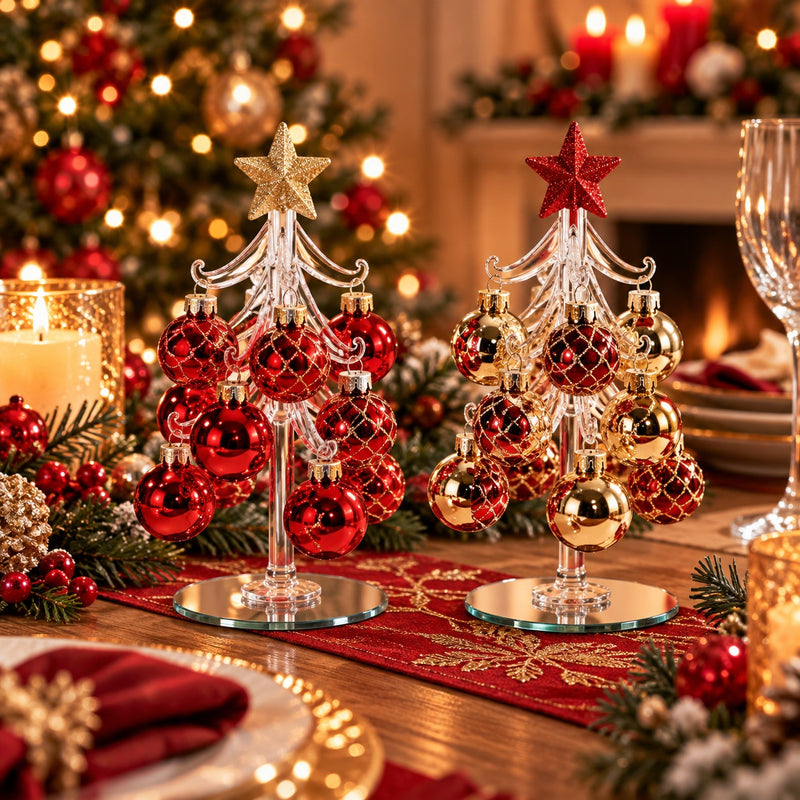 Ad Trend Decorative Christmas Tree with Assorted Glass Baubles Ø9xH20 cm 1 Pcs – Christmas Home Decoration