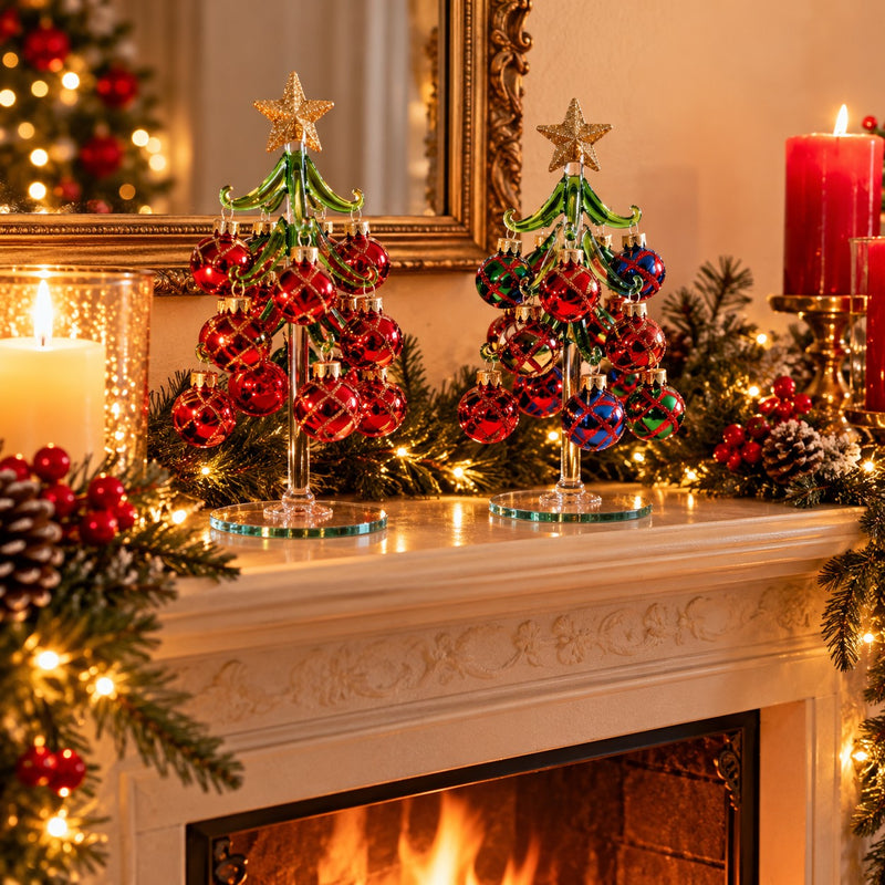 Ad Trend Christmas Decorative Tree with Assorted Glass Baubles Ø9xH20 cm 1 pcs – Christmas Home Decoration
