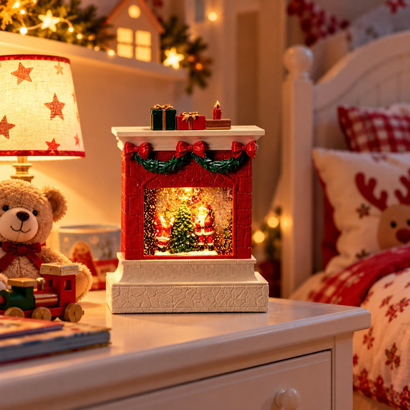 Ad Trend Decorative Christmas Fireplace with LED Lights and Music 19x7xH25 cm – Luminous and Musical Christmas Decoration for the Home