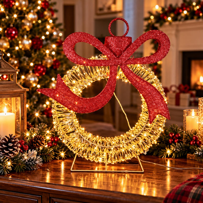 Ad Trend Luminous Christmas Ball Gold in Plastic and Iron with 400 LED Lights IP44 48x18xH58 cm – Outdoor Christmas Decoration