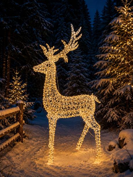 Ad Trend Illuminated Golden Reindeer with 2400 LED Warm Light IP44 110x340xH200 cm – Christmas Decoration for Indoor and Outdoor