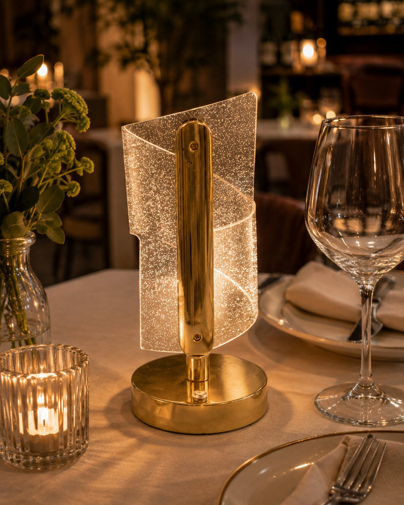 L'Arcolaio Gold & Crystal Spyral Table Lamp 8.5x18 cm Modern Design