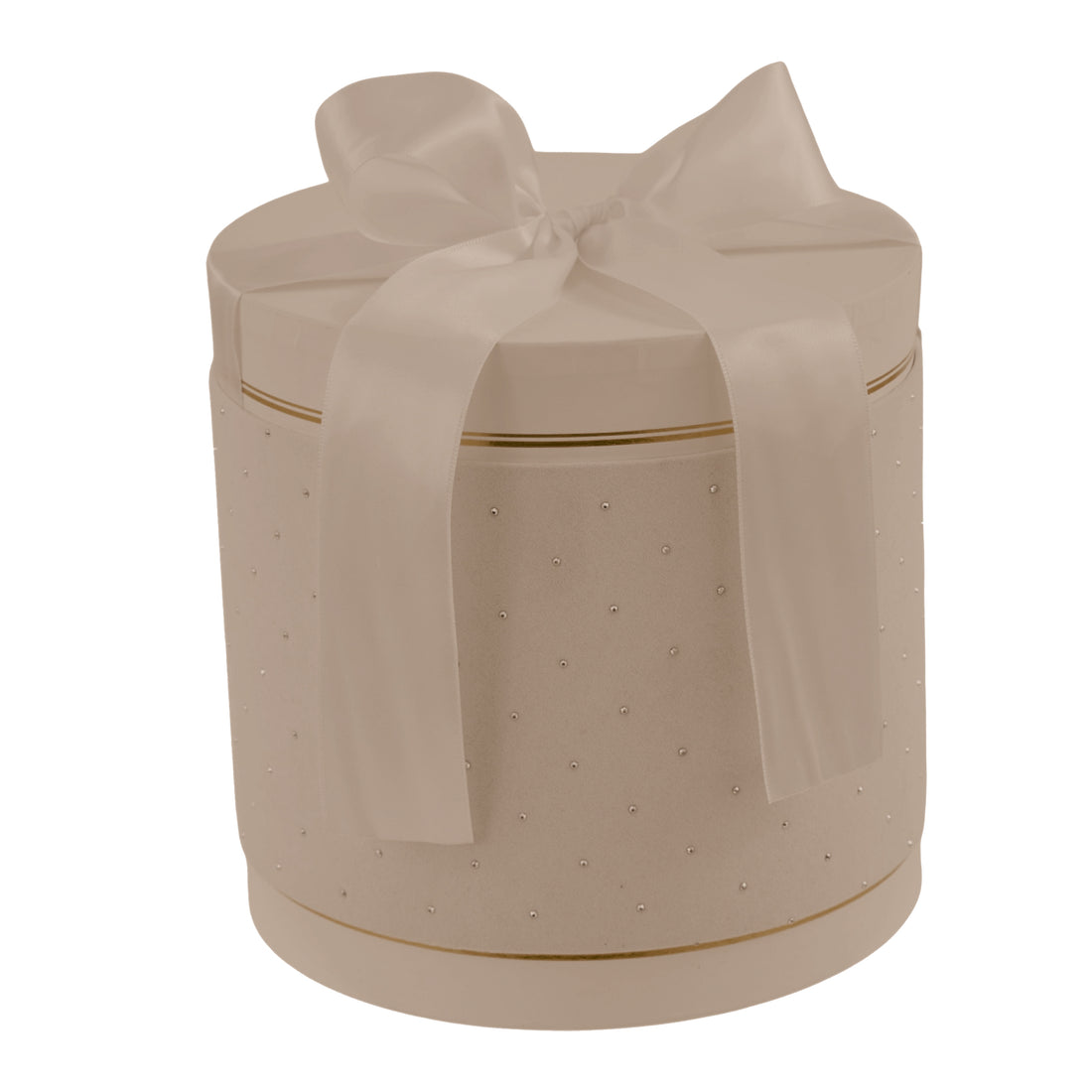 The Arcolaio Medium Round Christmas Box in Dove Grey Velvet