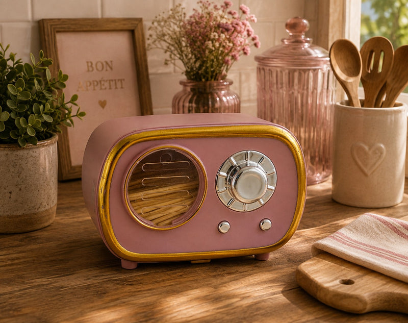 The Arcolaio Pink Radio Toothpick Holder 7.5x4.5x4 cm Original Table Accessory